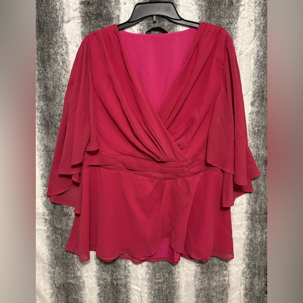 BloomChic Chiffon Shawl Layered sheer Blouse size 1X - Picture 11 of 13